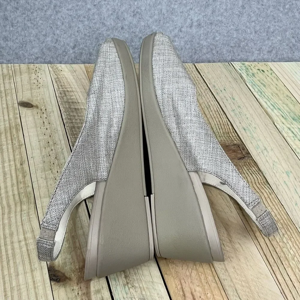 Crocs Leigh Ann Slingback Wedge Heels Womens Sz 10 Beige Fabric Sandals 205261